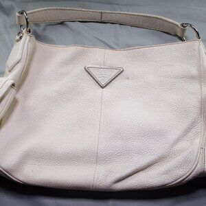 Pre-Owned Prada White Vitello Daino Leather Hobo Handbag
